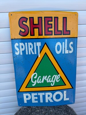 Lot 539 - PAINTED SHELL PETROL SIGN 15.5" X 23.5"