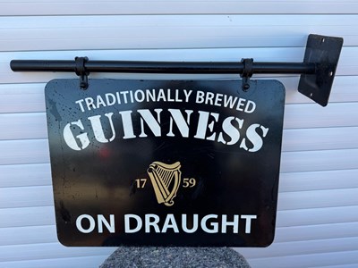 Lot 559 - PAINTED, GUINNESS ON DRAUGHT , DOUBLE SIDED SIGN 22" X 29.5"