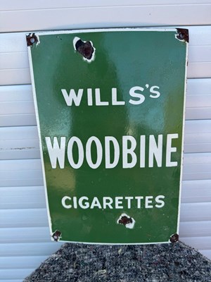 Lot 567 - WILL'S WOODBINE ENAMEL SIGN 9.5" X 14.5"