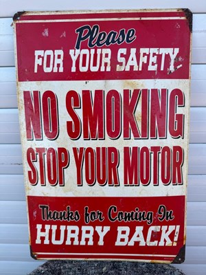 Lot 607 - NO SMOKING SIGN 11.5" X 17.5"