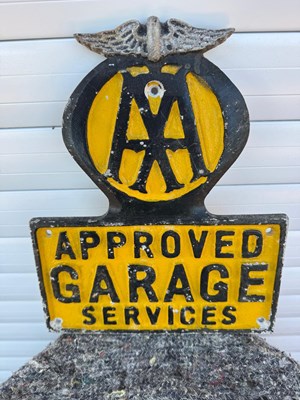 Lot 615 - CAST ALUMINIUM AA APPROVED GARAGE SIGN 9.5" X 11.5"