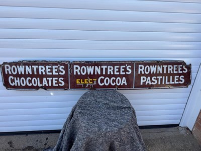 Lot 681 - RARE ROWNTREE'S 3 IN 1 ENAMEL SIGN 10.5" X 70.5"