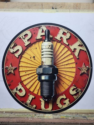 Lot 65 - 24" DIAMETER METAL SPARK PLUG SIGN