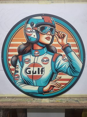 Lot 359 - 24" DIAMETER METAL GULF SIGN