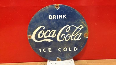 Lot 900 - DRINK COCA COLA ENAMEL SIGN 12" DIA