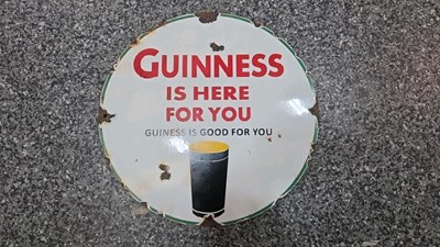 Lot 307 - GUINNESS FOR YOU ENAMEL SIGN 12" DIA