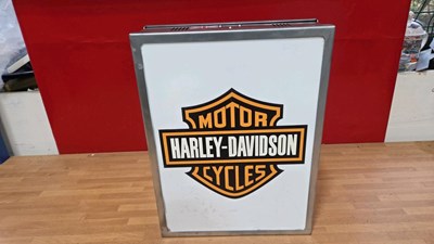 Lot 35 - HARLEY DAVIDSON , DOUBLE SIDED LIGHT UP SIGN 16" X 12"