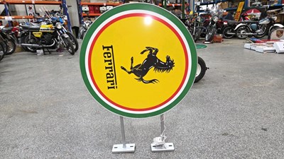 Lot 455 - FERRARI , DOUBLE SIDED LIGHT UP SIGN 28" DIA