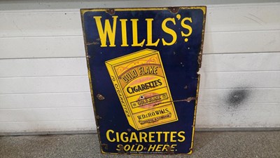 Lot 43 - WILL'S CIGARETTES ENAMEL SIGN 36" X 24"
