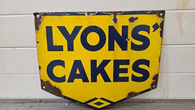 Lot 413 - LYONS CAKES ENAMEL SIGN 16" X 18"