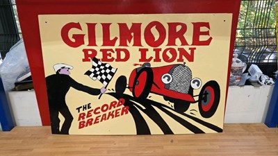 Lot 600 - METAL HAND PAINTED GILMORE RED LION SIGN 36" X 24"