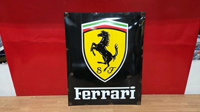 Lot 131 - FERRARI ENAMEL SIGN 20" x 16"
