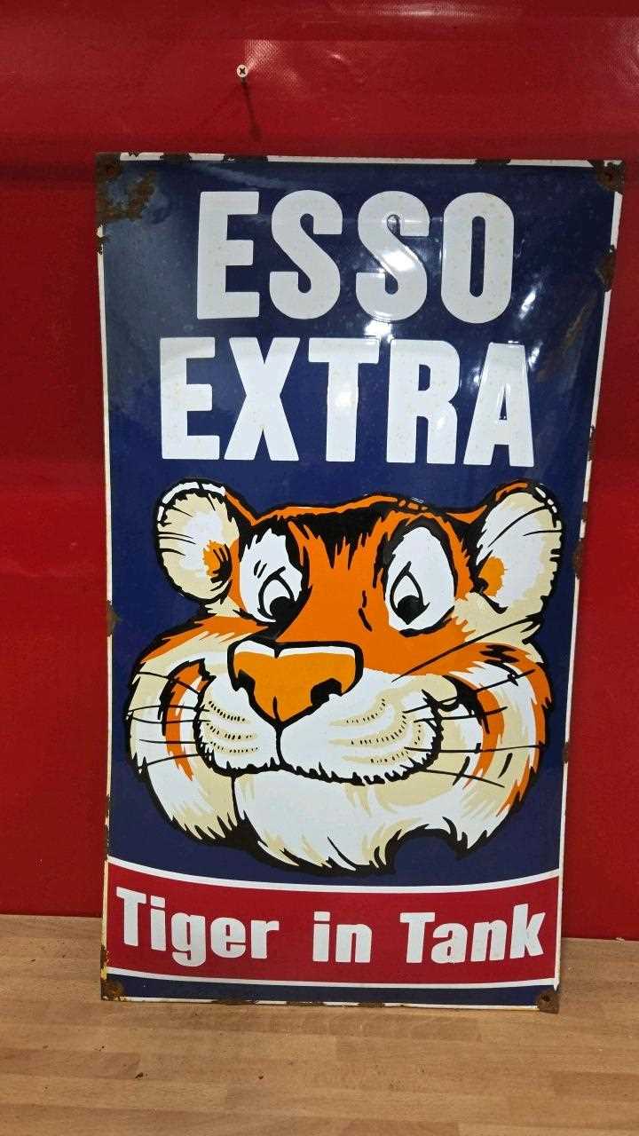 Lot 115 - ESSO EXTRA TIGER IN TANK ENAMEL SIGN 26
