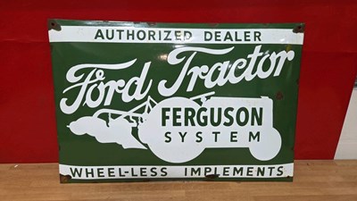 Lot 87 - FORD TRACTOR FERGUSON SYSTEM ENAMEL SIGN 24" X 16"