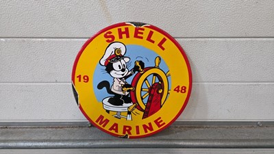 Lot 17 - SHELL MARINE ENAMEL REPRODUCTION SIGN 12" DIA