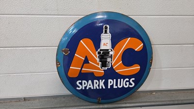 Lot 76 - AC SPARK PLUGS ENAMEL SIGN 16" DIA