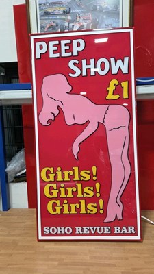 Lot 141 - PEEP SHOW ILLUMINATED SIGN 47" X 24"