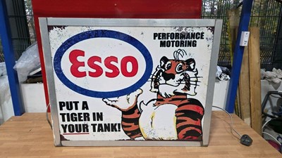 Lot 83 - PUT A TIGER IN YOUR TANK, DOUBLE SIDED LIGHT UP SIGN 30" X 24"