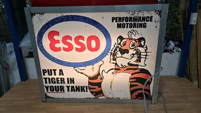 Lot 83 - PUT A TIGER IN YOUR TANK, DOUBLE SIDED LIGHT UP SIGN 30" X 24"