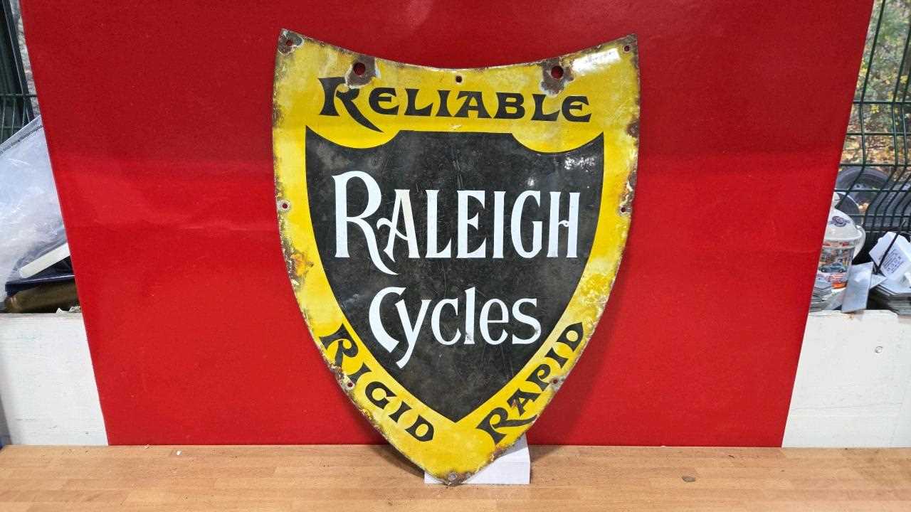 Lot 27 - RALEIGH ENAMEL SIGN 25" X 18"