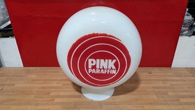 Lot 75 - PINK PARAFFIN GLASS PUMP GLOBE