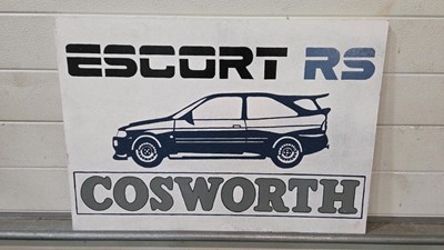 Lot 49 - HAND PAINTED WOODEN ESCORT RS COSWORTH SIGN-ALL PROCEEDS TO CHARITY