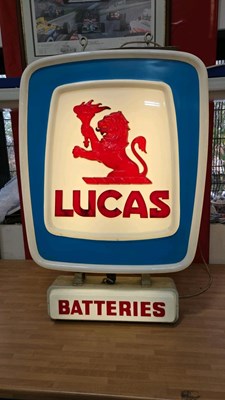 Lot 33 - LUCAS BATTERIES , DOUBLE SIDED LIGHT UP SIGN 41" X 27"
