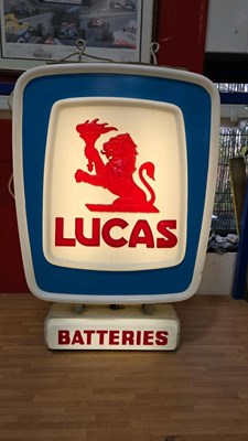Lot 33 - LUCAS BATTERIES , DOUBLE SIDED LIGHT UP SIGN 41" X 27"