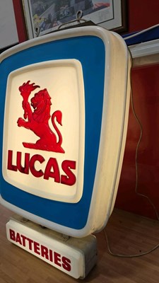 Lot 33 - LUCAS BATTERIES , DOUBLE SIDED LIGHT UP SIGN 41" X 27"