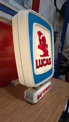 Lot 33 - LUCAS BATTERIES , DOUBLE SIDED LIGHT UP SIGN 41" X 27"