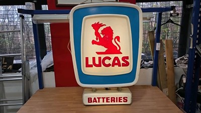 Lot 33 - LUCAS BATTERIES , DOUBLE SIDED LIGHT UP SIGN 41" X 27"