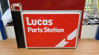 Lot 69 - LUCAS PARTS STATION , DOUBLE SIDED LIGHT UP SIGN 28" X 18"