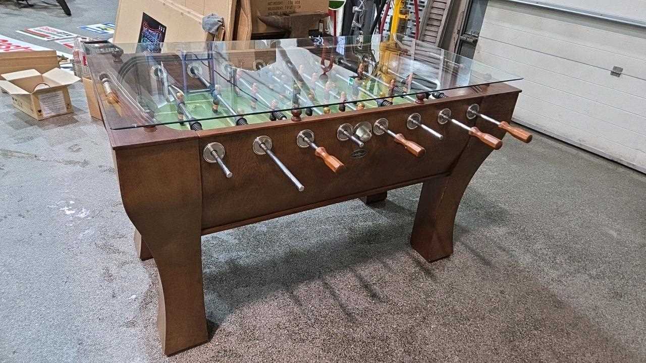 Lot 1 - BAR FOOTBALL TABLE WITH GLASS TOP