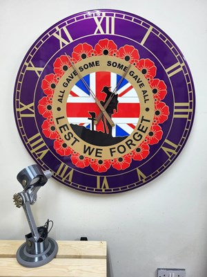Lot 51 - HANDMADE 32" LEST WE FORGET CLOCK & CONROD LAMP-ALL PROCEEDS TO CHARITY