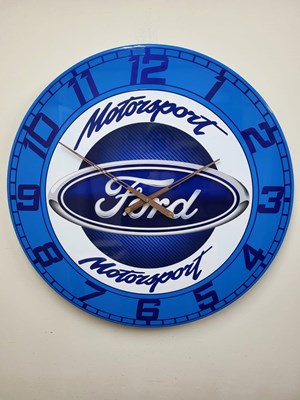 Lot 105 - HANDMADE 32" FORD MOTORSPORT CLOCK