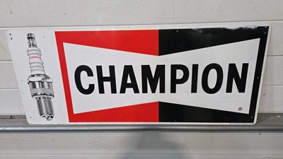 Lot 447 - CHAMPION TIN SIGN 36" X 15"