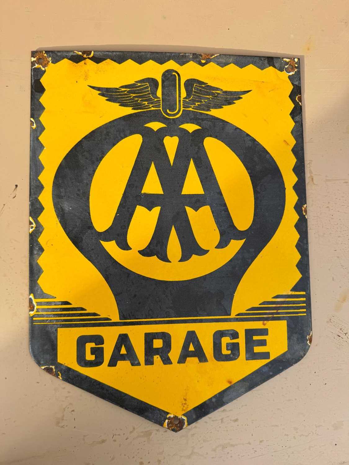 Lot 91 - AA GARAGE ENAMEL REPRODUCTION SIGN 15.5" X 11.5"