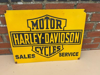 Lot 121 - HARLEY-DAVIDSON CYCLES , SALES & SERVICE ENAMEL REPRODUCTION SIGN 24" X 18"