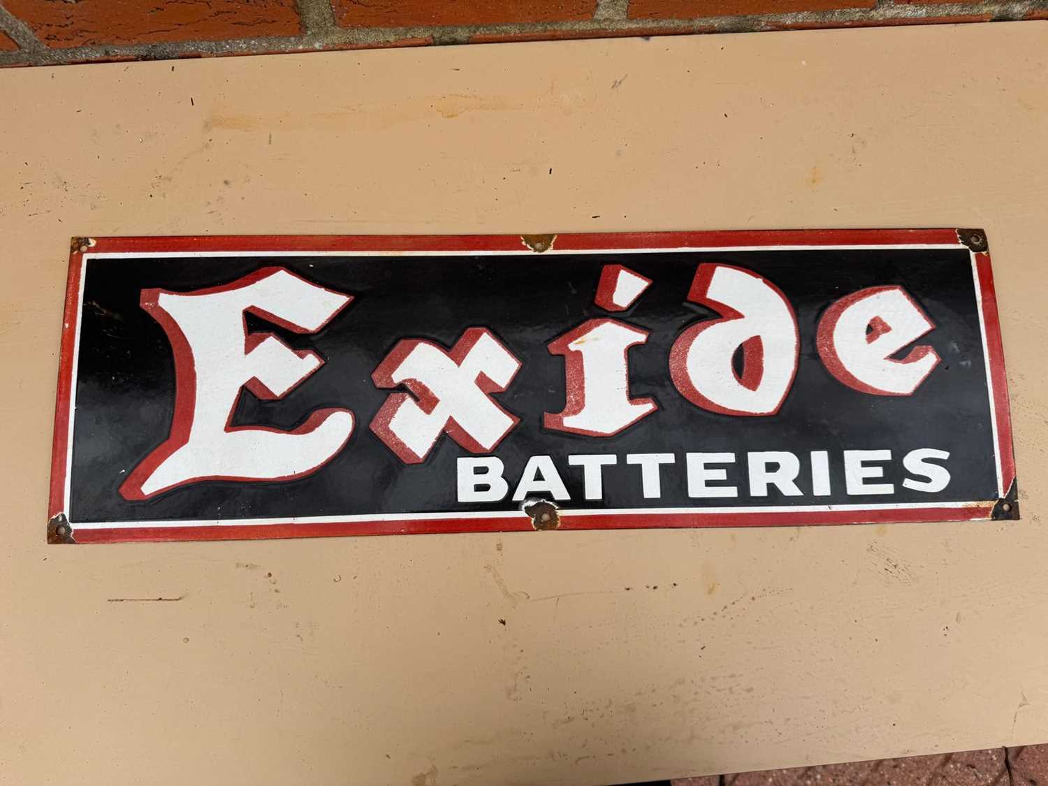 Lot 123 - EXIDE BATTERIES ENAMEL SIGN 29.5