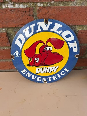 Lot 139 - DUNLOP DUNPY ENAMEL REPRODUCTION SIGN 12" DIA