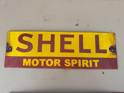 Lot 199 - SHELL MOTOR SPIRIT ENAMEL REPRODUCTION SIGN 12" X 4"