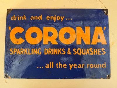 Lot 27 - CORONA DRINKS ENAMEL REPRODUCTION SIGN 14.5" X 9.5"