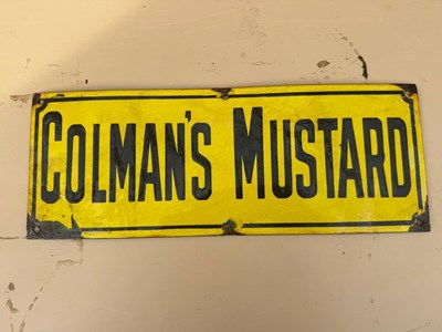 Lot 43 - COLMAN'S MUSTARD ENAMEL REPRODUCTION SIGN 15.5" X 6"