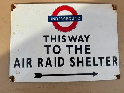 Lot 135 - UNDERGROUND AIR RAID SHELTER ENAMEL REPRODUCTION SIGN 14" X 10"