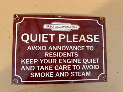 Lot 143 - GREAT WESTERN RAILWAY QUITE PLEASE ENAMEL REPRODUCTION SIGN 14" X 10"
