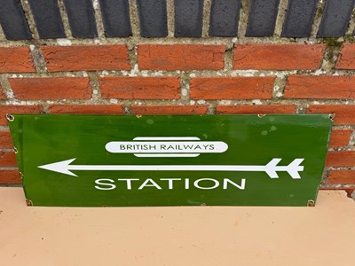 Lot 233 - BRITISH RAILWAY STATION ENAMEL REPRODUCTION SIGN 36" X 12"