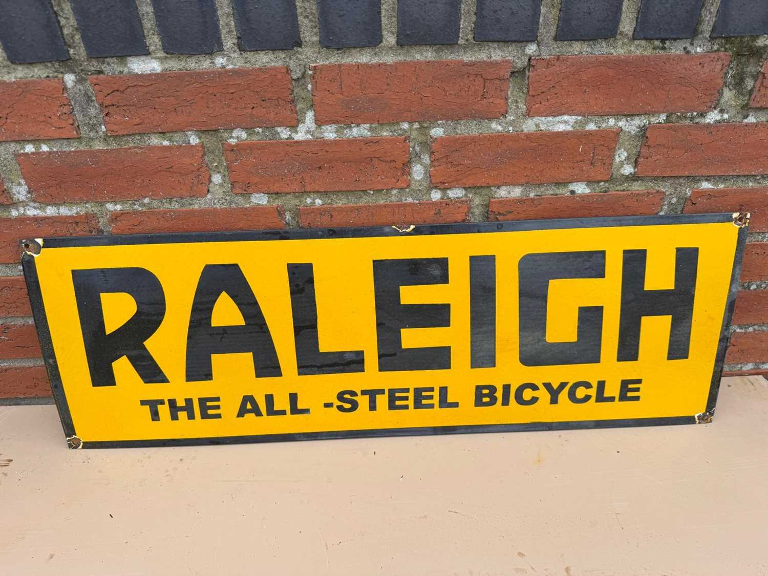 Lot 241 - RALEIGH BICYCLE ENAMEL REPRODUCTION SIGN 36