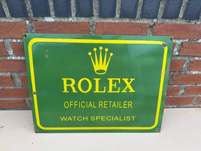 Lot 247 - ROLEX STYLE ENAMEL REPRODUCTION SIGN 24" X 18"