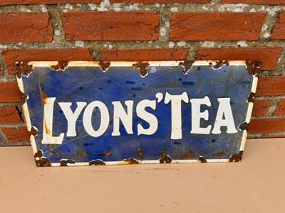 Lot 327 - LYONS TEA ENAMEL REPRODUCTION SIGN 24" X 12"