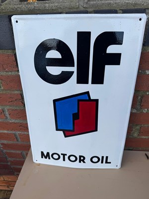Lot 351 - ELF MOTOR OIL PAINTED METAL SIGN 15.5" X 23.5"